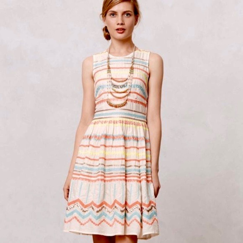 Anthropologie Sunglow Stripes dress, size 2P